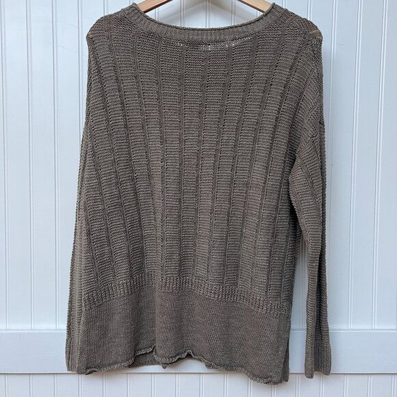 Vince. 100% Linen Sweater Loose Knit Long Sleeve Brown Medium Women's - Picture 3 of 8